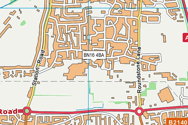 BN16 4BA map - OS VectorMap District (Ordnance Survey)