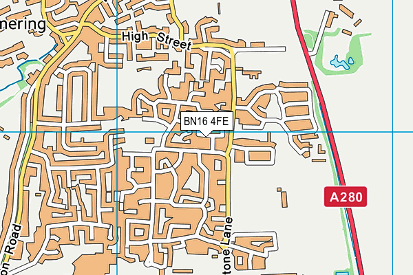 BN16 4FE map - OS VectorMap District (Ordnance Survey)