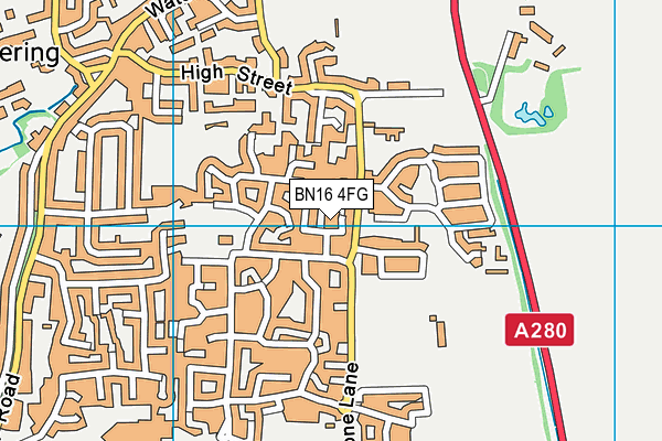 BN16 4FG map - OS VectorMap District (Ordnance Survey)