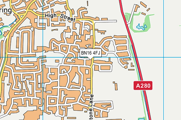 BN16 4FJ map - OS VectorMap District (Ordnance Survey)