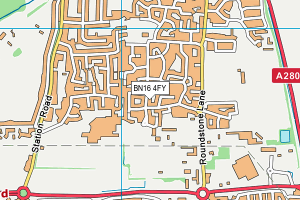 BN16 4FY map - OS VectorMap District (Ordnance Survey)