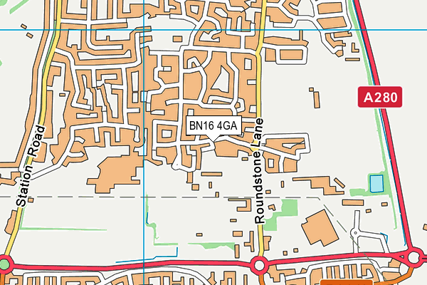BN16 4GA map - OS VectorMap District (Ordnance Survey)