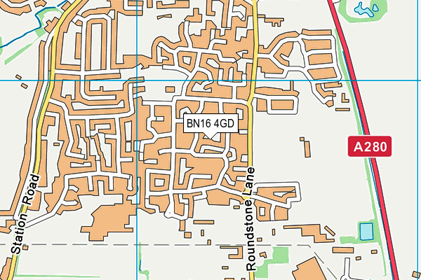 BN16 4GD map - OS VectorMap District (Ordnance Survey)