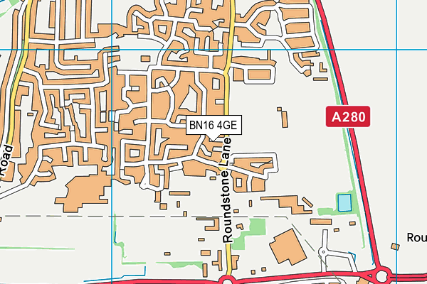 BN16 4GE map - OS VectorMap District (Ordnance Survey)
