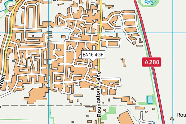 BN16 4GF map - OS VectorMap District (Ordnance Survey)