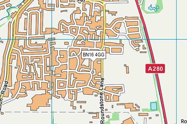 BN16 4GG map - OS VectorMap District (Ordnance Survey)