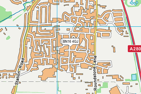BN16 4GJ map - OS VectorMap District (Ordnance Survey)