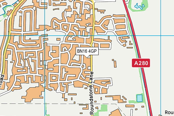 BN16 4GP map - OS VectorMap District (Ordnance Survey)