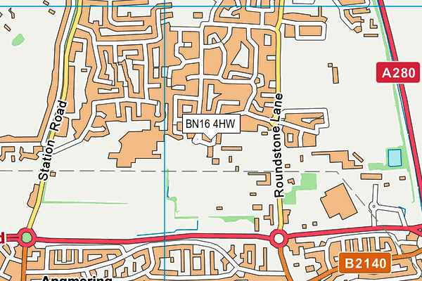 BN16 4HW map - OS VectorMap District (Ordnance Survey)