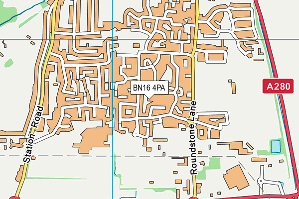 BN16 4PA map - OS VectorMap District (Ordnance Survey)