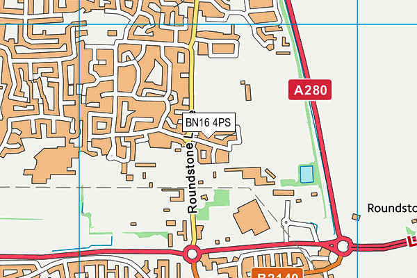 BN16 4PS map - OS VectorMap District (Ordnance Survey)