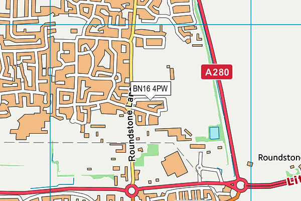 BN16 4PW map - OS VectorMap District (Ordnance Survey)