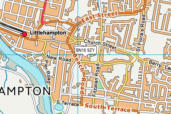 BN16 9ZY map - OS VectorMap District (Ordnance Survey)