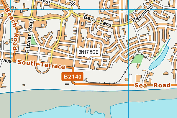 BN17 5GE map - OS VectorMap District (Ordnance Survey)