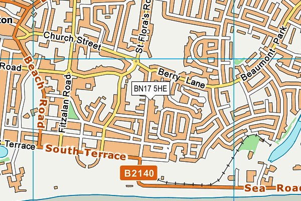 BN17 5HE map - OS VectorMap District (Ordnance Survey)
