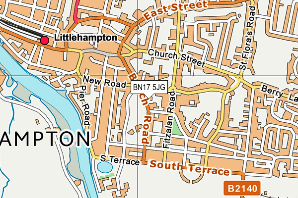 BN17 5JG map - OS VectorMap District (Ordnance Survey)