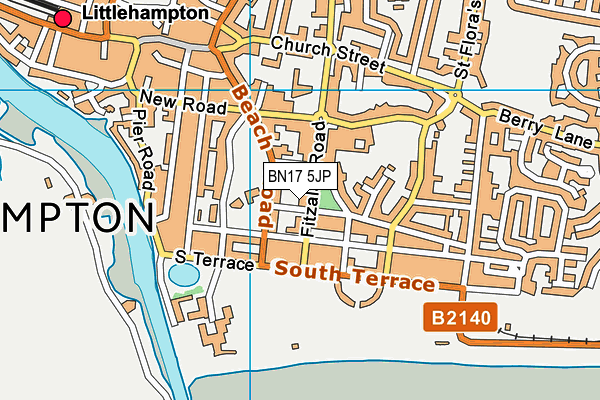 BN17 5JP map - OS VectorMap District (Ordnance Survey)