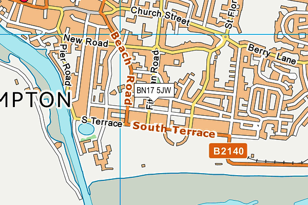 BN17 5JW map - OS VectorMap District (Ordnance Survey)