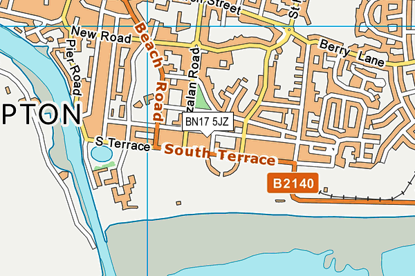 BN17 5JZ map - OS VectorMap District (Ordnance Survey)
