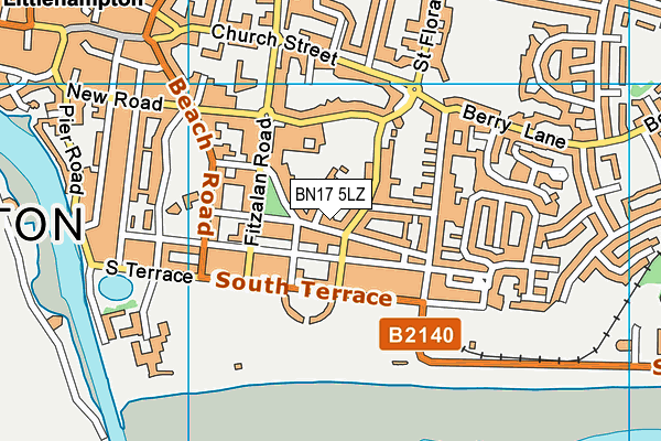 BN17 5LZ map - OS VectorMap District (Ordnance Survey)