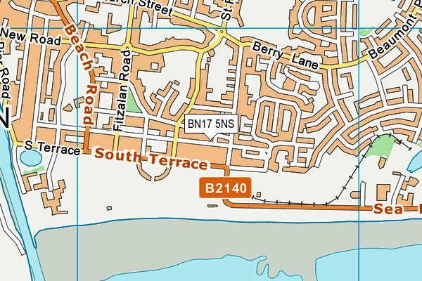 BN17 5NS map - OS VectorMap District (Ordnance Survey)
