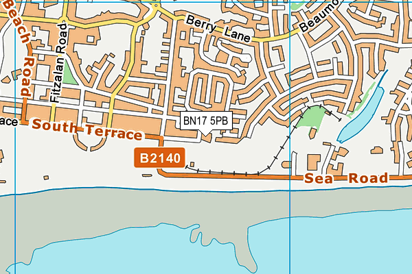 BN17 5PB map - OS VectorMap District (Ordnance Survey)