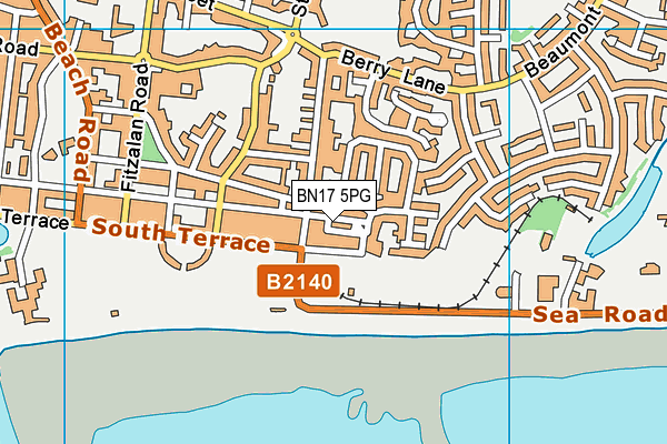 BN17 5PG map - OS VectorMap District (Ordnance Survey)