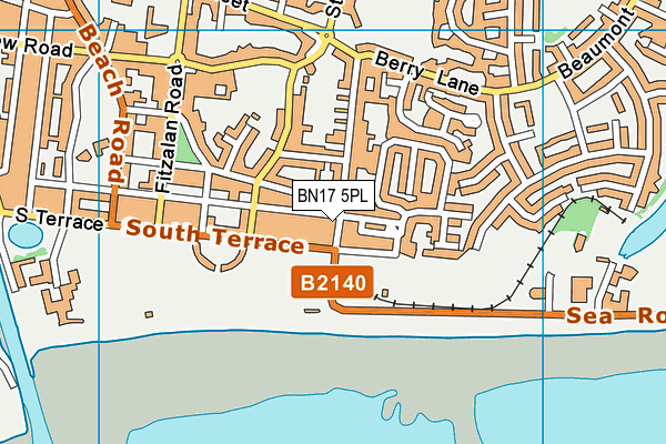 BN17 5PL map - OS VectorMap District (Ordnance Survey)