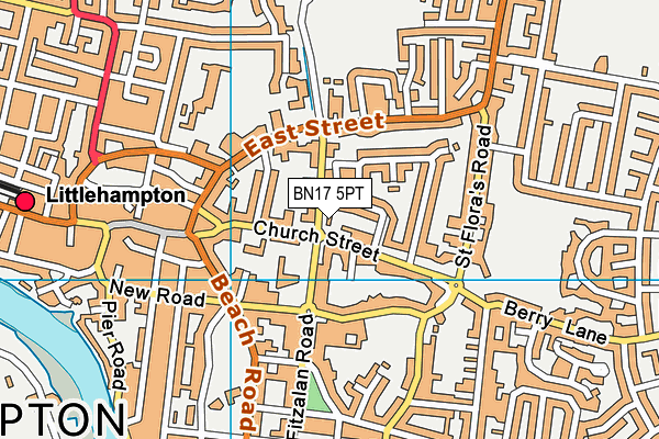 BN17 5PT map - OS VectorMap District (Ordnance Survey)
