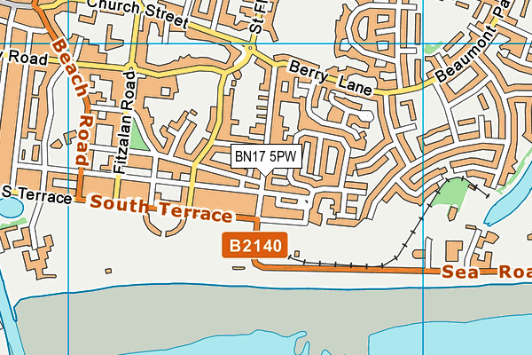 BN17 5PW map - OS VectorMap District (Ordnance Survey)