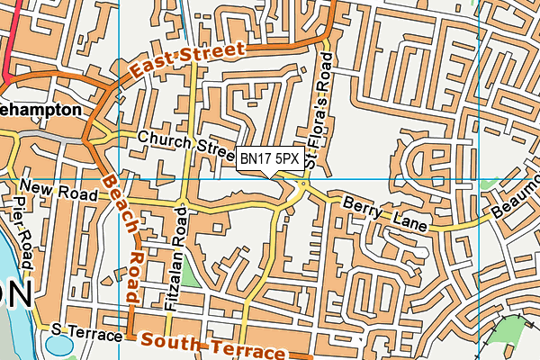 BN17 5PX map - OS VectorMap District (Ordnance Survey)