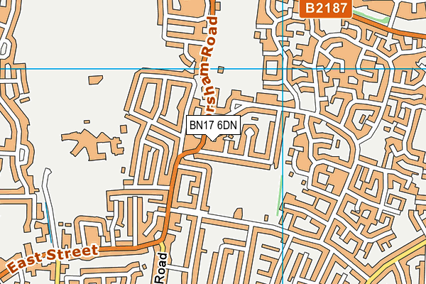 BN17 6DN map - OS VectorMap District (Ordnance Survey)