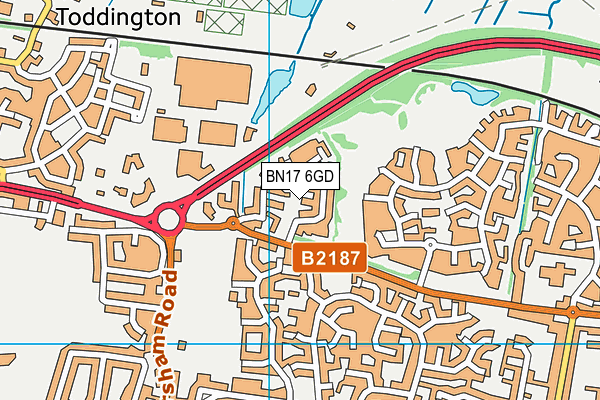 BN17 6GD map - OS VectorMap District (Ordnance Survey)