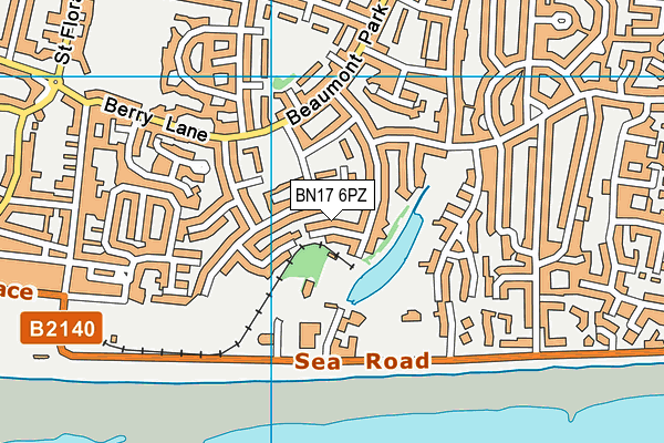 BN17 6PZ map - OS VectorMap District (Ordnance Survey)