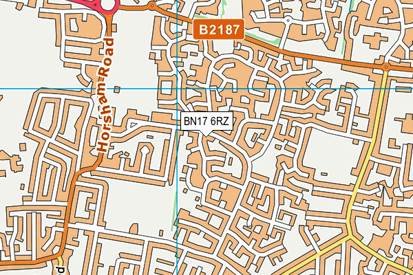 BN17 6RZ map - OS VectorMap District (Ordnance Survey)