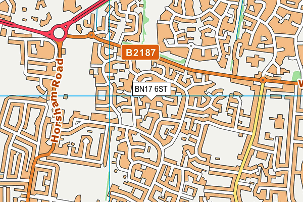 BN17 6ST map - OS VectorMap District (Ordnance Survey)