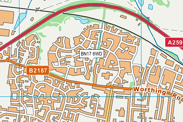 BN17 6WD map - OS VectorMap District (Ordnance Survey)
