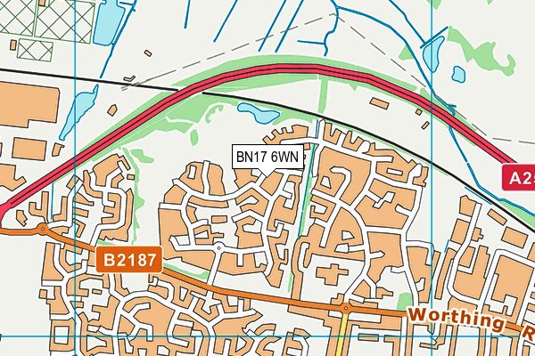 BN17 6WN map - OS VectorMap District (Ordnance Survey)