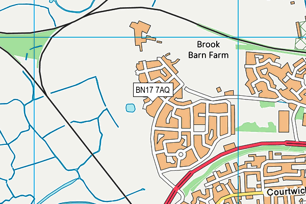 BN17 7AQ map - OS VectorMap District (Ordnance Survey)