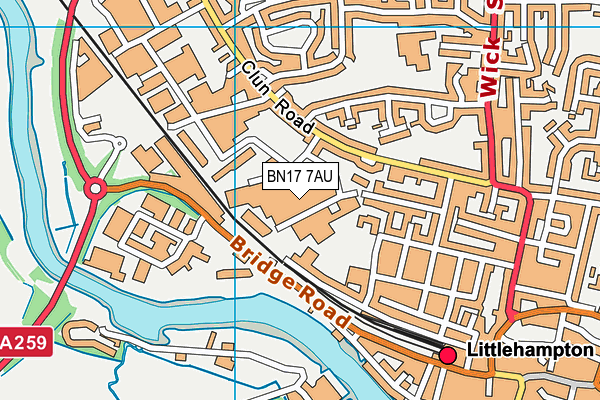 BN17 7AU map - OS VectorMap District (Ordnance Survey)