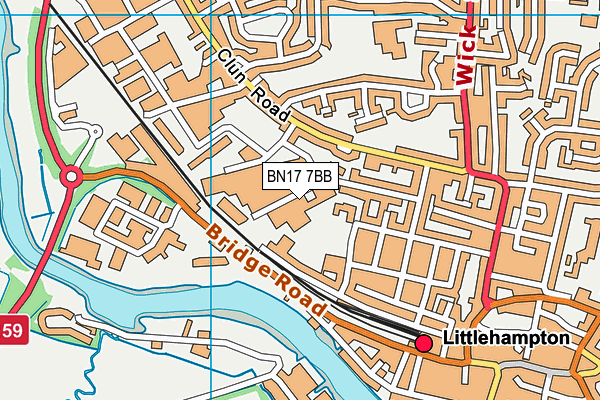 BN17 7BB map - OS VectorMap District (Ordnance Survey)