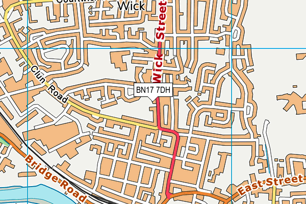 BN17 7DH map - OS VectorMap District (Ordnance Survey)