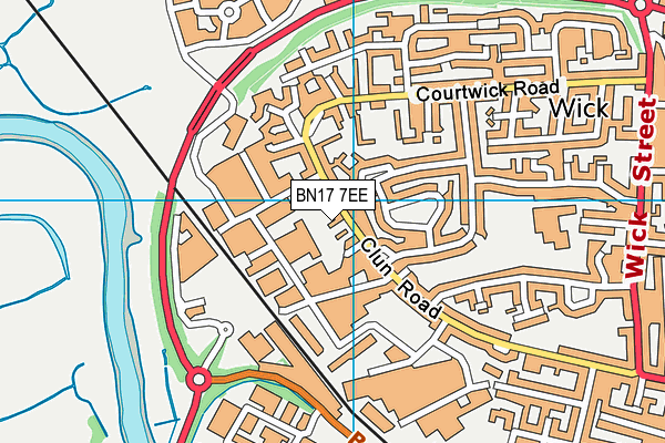 BN17 7EE map - OS VectorMap District (Ordnance Survey)