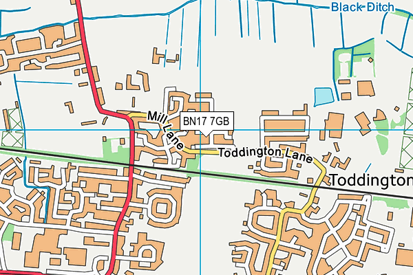 BN17 7GB map - OS VectorMap District (Ordnance Survey)