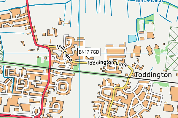 BN17 7GD map - OS VectorMap District (Ordnance Survey)
