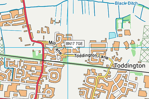 BN17 7GE map - OS VectorMap District (Ordnance Survey)