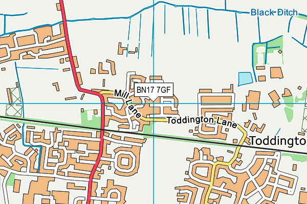 BN17 7GF map - OS VectorMap District (Ordnance Survey)
