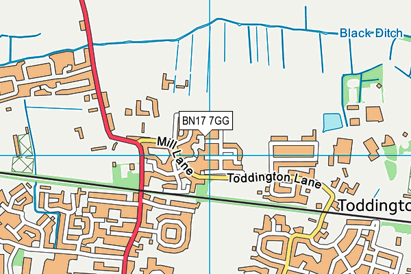 BN17 7GG map - OS VectorMap District (Ordnance Survey)