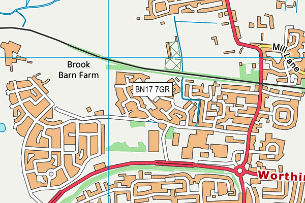 BN17 7GR map - OS VectorMap District (Ordnance Survey)