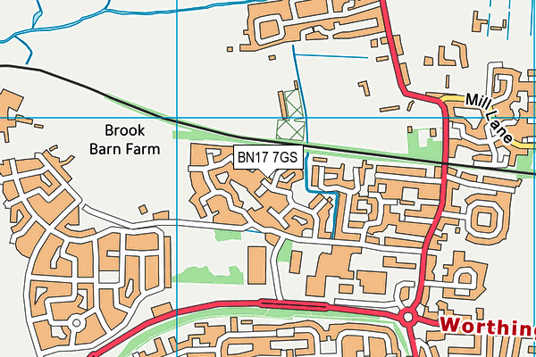 BN17 7GS map - OS VectorMap District (Ordnance Survey)